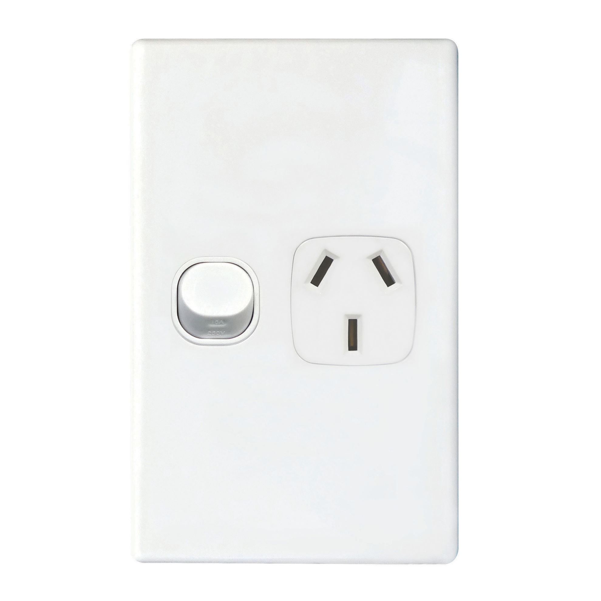 Single Vertical 10Amp Socket - White